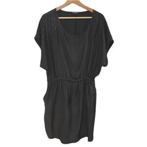 EXPRESS Grey Dress Short Dolman Sleeve with Pockets and Rhinestones Size Large